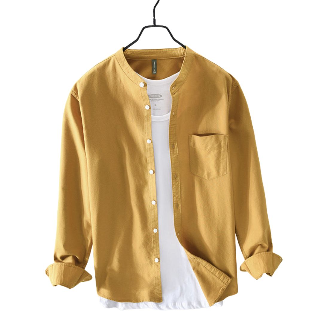 Men's Casual Collarless Button Shirt