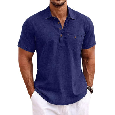Men's Casual Button Pocket Polo Shirt