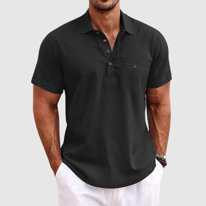 Men's Casual Button Pocket Polo Shirt
