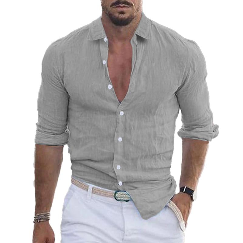 Men's Casual Solid Colour Long Sleeve Shirt