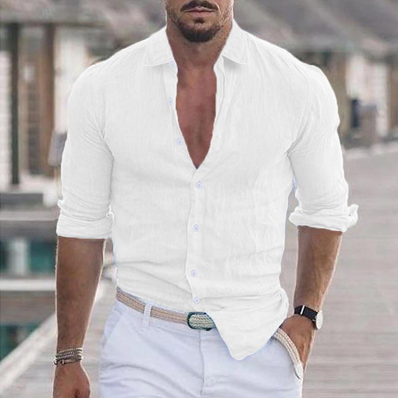 Men's Casual Solid Colour Long Sleeve Shirt