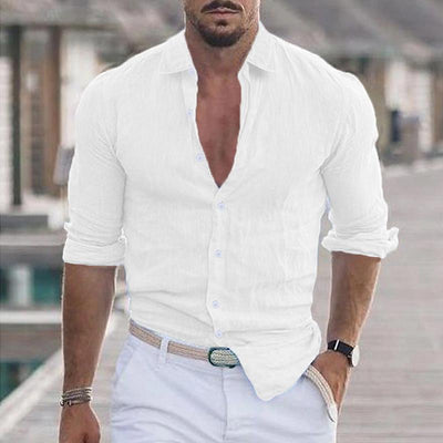 Men's Casual Solid Colour Long Sleeve Shirt