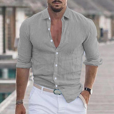 Men's Casual Solid Colour Long Sleeve Shirt