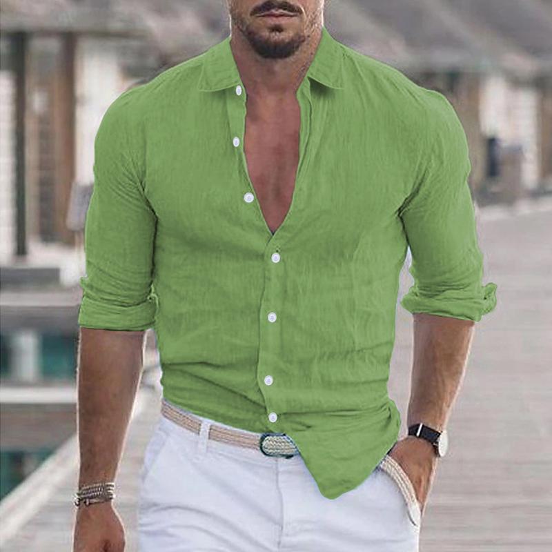 Men's Casual Solid Colour Long Sleeve Shirt