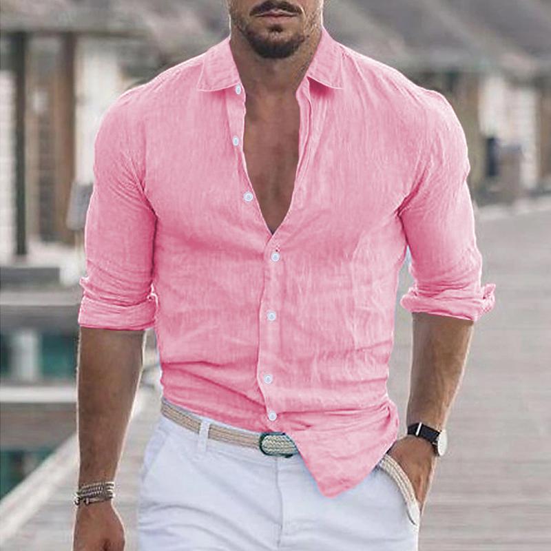 Men's Casual Solid Colour Long Sleeve Shirt