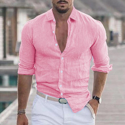 Men's Casual Solid Colour Long Sleeve Shirt