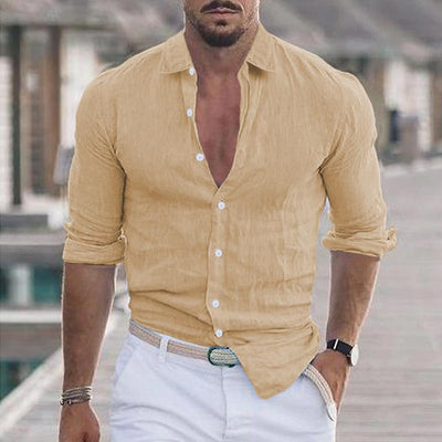 Men's Casual Solid Colour Long Sleeve Shirt
