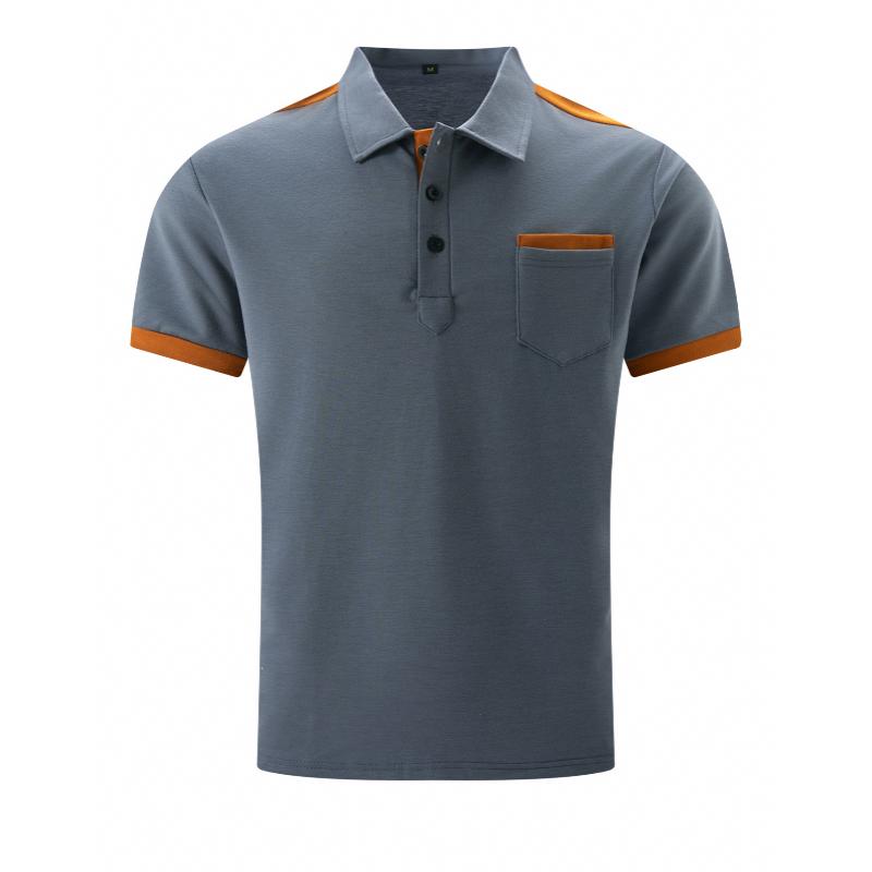 Men's Colourblock Chest Pocket Short Sleeve Polo Shirt
