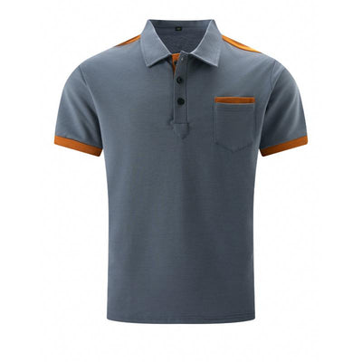 Men's Colourblock Chest Pocket Short Sleeve Polo Shirt