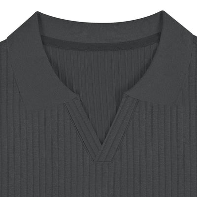 Men's Solid Striped Short Sleeve Polo Shirt