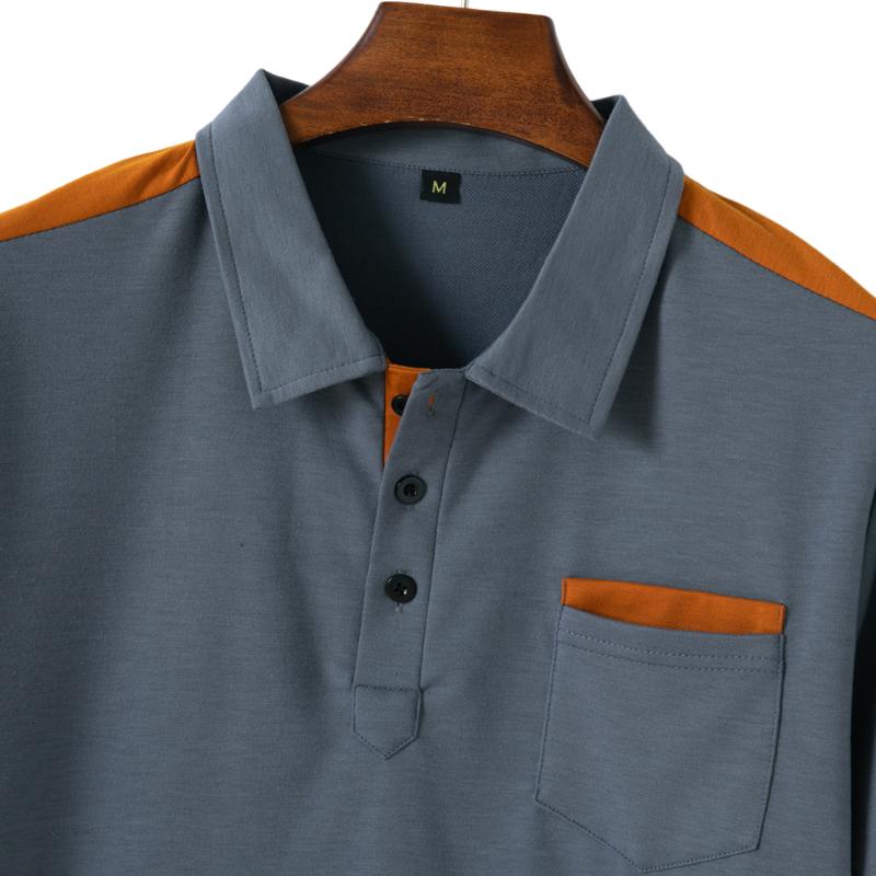 Men's Colourblock Chest Pocket Short Sleeve Polo Shirt